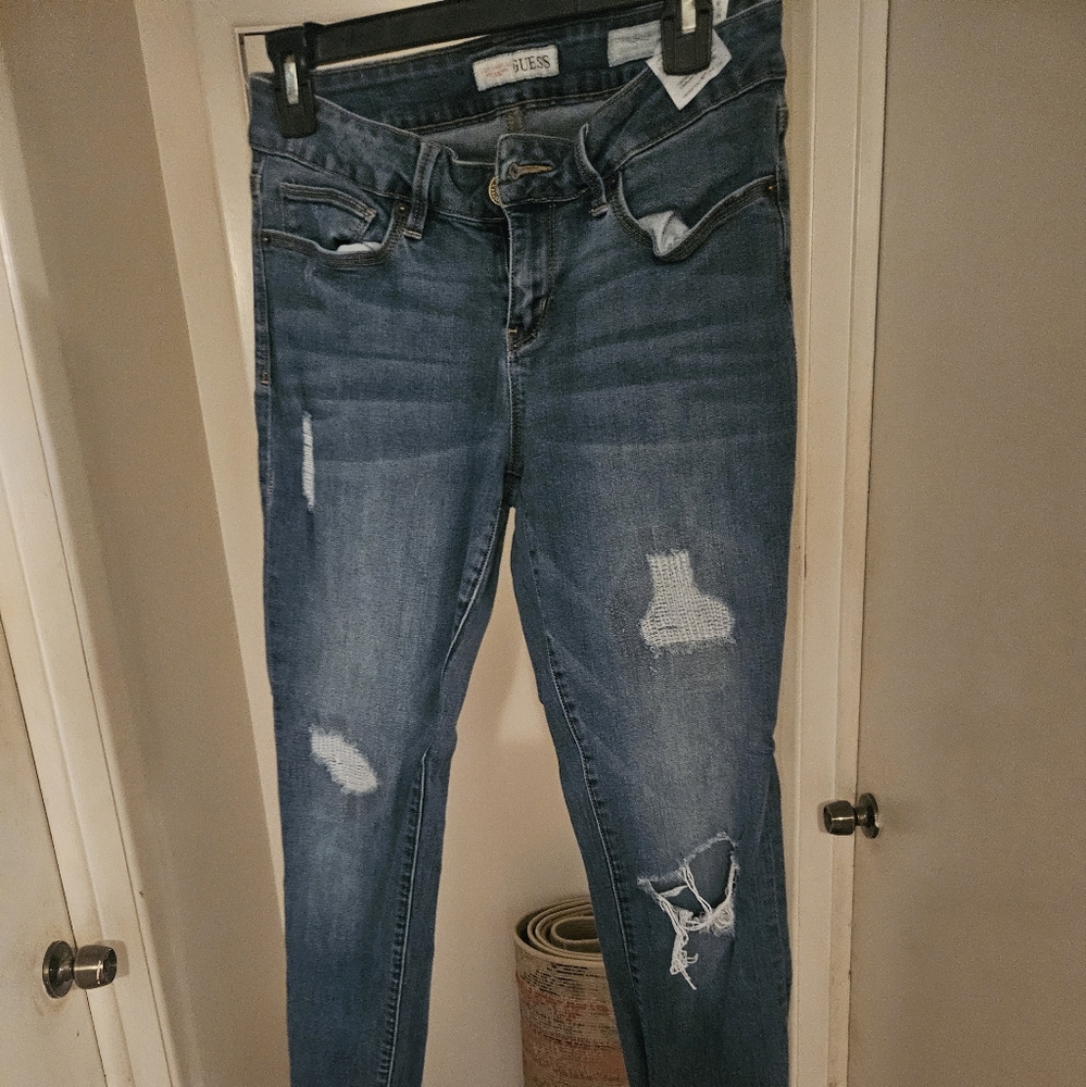 Guess Blue Distressed Skinny Jeans